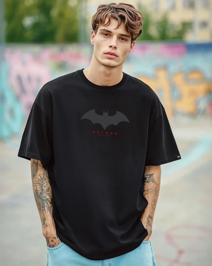 Men's Black Outline Oversized T-shirt