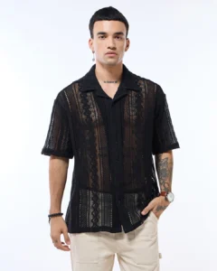 Men's Oversized Crochet Shirt